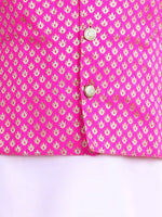 BownBee Attached Jacquard Jacket Kurta Pajama for Boys- Pink-BR22KP28BPB18