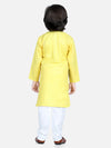 BownBee Attached Jacquard Jacket Kurta Pajama for Boys- Yellow