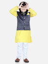 BownBee Attached Jacquard Jacket Kurta Pajama for Boys- Yellow