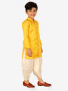 BownBee Ethnic Wear Infant Front Open Dhoti kurta Sibling Set for Baby Boys -Yellow