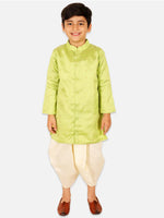 BownBee Ethnic Wear Infant Front Open Dhoti kurta Sibling Set for Baby Boys - Green