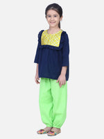 BownBee Cotton Full Sleeve Top with Harem pant Indo Western Clothing Sets - Blue