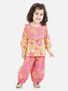 BownBee Girls Pure Cotton Printed Top Harem pant Indo Western Clothing Set -Yellow