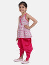 BownBee Girls Cambric Cotton Halter Neck Top Dhoti Summer Indo Western Clothing Sets Pink