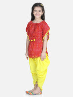 BownBee Girls Cotton Kaftan Dhoti With Pompom Indo Western Clothing Set s- Orange