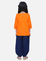 BownBee Cotton Full Sleeve Top with Harem pant Indo Western Clothing Sets -Orange