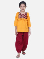 BownBee Cotton Full Sleeve Top with Harem pant Indo Western Clothing Sets -Yellow