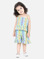 BownBee Spaghetti Cotton Top with Shorts for Girls Co Ords - Yellow