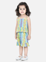 BownBee Spaghetti Cotton Top with Shorts for Girls Co Ords - Yellow