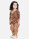 BownBee Front Open Pure Cotton Angrakha Top with Harem pant Co Ords Indo Western Clothing Sets- Black