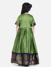 BownBee Girls Silk South Indian Party Long Dress - Green