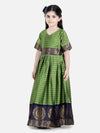 BownBee Girls Silk South Indian Party Long Dress - Green