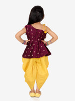 BownBee Chanderi Silk One Shoulder Peplum with Dhoti-Purple