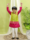 BownBee Ethnic Festive Wear Silk Jacket with Cotton Kurta Pajama for Boys- Green