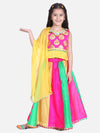 BownBee Girls Ethnic Festive Wear Kali Lehenga With Sleeveless Choli With Dupatta- Pink