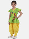 BownBee Girls Ethnic Festive wear Peacock Embroidery Peplum Dhoti Indo Western Clothing sets Green