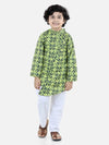 BownBee Boys Cotton Floral printed Asymmetric Front Open Kurta Pajama- Yellow