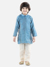 BownBee Boys Ethnic Full Sleeve Jacquard Kurta Pajama- Sky Blue