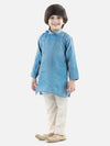 BownBee Boys Ethnic Full Sleeve Jacquard Kurta Pajama- Sky Blue