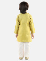 BownBee Boys Ethnic Full Sleeve Jacquard Kurta Pajama- Yellow