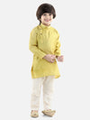 BownBee Boys Ethnic Full Sleeve Jacquard Kurta Pajama- Yellow