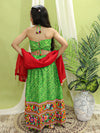 BownBee Girls Navratri Pure CottonEmbroidered Chaniya Choli Dupatta for Garba-Green