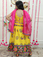 BownBee Girls Peacock embroidery Navratri Chaniya Choli with Dupatta- Yellow