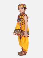 BownBee Navratri Embroidered kediya with Dhoti and Cap for Boys- Yellow-BN23KD36YWA14