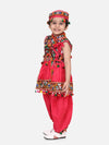 BownBee Navratri Embroidered kediya with Dhoti and Cap for Boys- pink