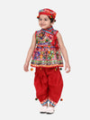 BownBee Navratri Embroidered kediya with Dhoti and Cap for Boys- maroon