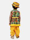 BownBee Navratri Embroidered kediya with Dhoti and Cap for Boys- Yellow-BN23KD37YWA14