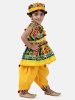 BownBee Navratri Embroidered kediya with Dhoti and Cap for Boys- Yellow-BN23KD37YWA14