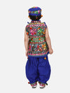 BownBee Navratri Embroidered kediya with Dhoti and Cap for Boys- Blue-BN23KD37BLA14