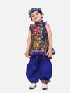 BownBee Navratri Embroidered kediya with Dhoti and Cap for Boys- Blue-BN23KD37BLA14