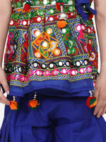 BownBee Navratri Embroidered kediya with Dhoti and Cap for Boys- Blue-BN23KD37BLA14