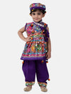 BownBee Navratri Embroidered kediya with Dhoti and Cap for Boys- purple