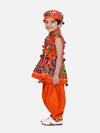 BownBee Navratri Embroidered kediya with Dhoti and Cap for Boys- Orange-BN23KD37ORA14