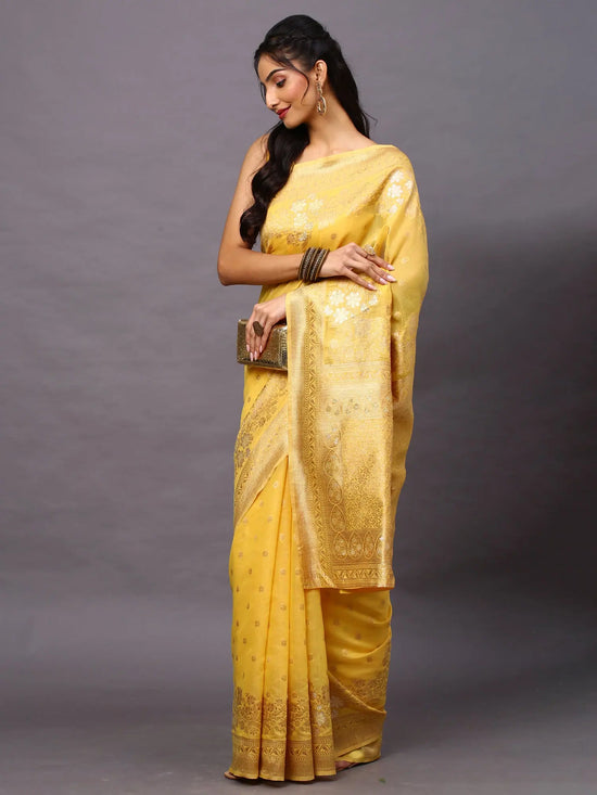 Sareemall Yellow Woven Women Saree-VMIKA1003