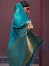 Sareemall Teal Blue Tassels And Latkans Women Saree-KHUSHT266005