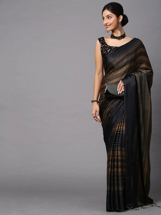 Sareemall Black Tassels And Latkans Women Saree-2RNBW206