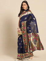 Sareemall Navy Blue Woven Women Saree-VTR9202