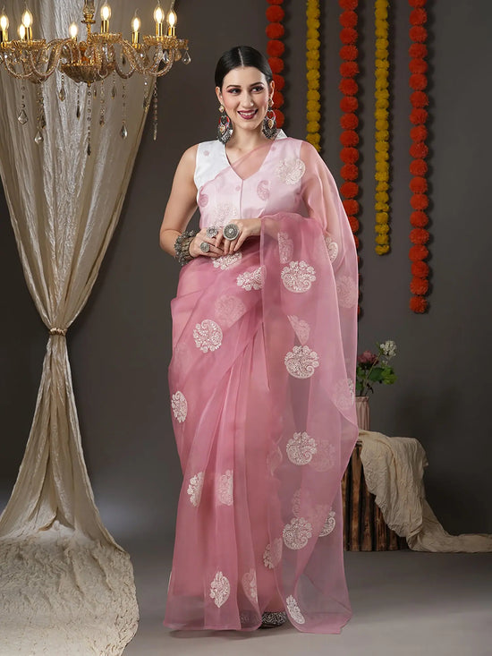 Sareemall Mauve Embroidered Women Saree