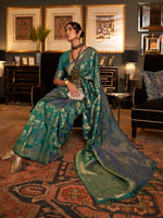 Sareemall Teal Blue Tassels And Latkans Women Saree-KAIROS258003