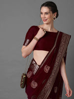 Sareemall Brown Tassels And Latkans Women Saree-3PAKHI5104A