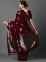 Sareemall Brown Tassels And Latkans Women Saree-3PAKHI5104A