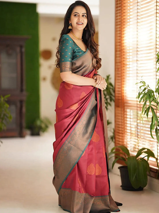 Sareemall Maroon Woven Women Saree