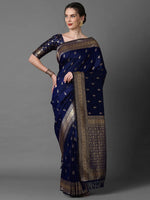 Sareemall Navy Blue Tassels And Latkans Women Saree-2PAKHI4103E