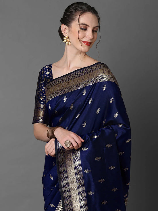 Sareemall Navy Blue Tassels And Latkans Women Saree-2PAKHI4103E