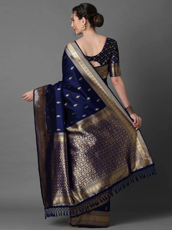 Sareemall Navy Blue Tassels And Latkans Women Saree-2PAKHI4103E