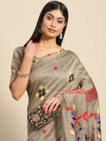 Sareemall Brown Tassels And Latkans Women Saree-ONTS01B